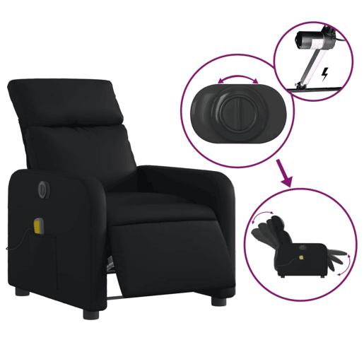 vidaXL Poltrona massagens reclinável elétrica couro artificial preto