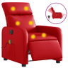 vidaXL Poltrona massagens reclinável elétrica couro artif. vermelho