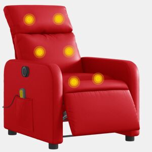 vidaXL Poltrona massagens reclinável elétrica couro artif. vermelho