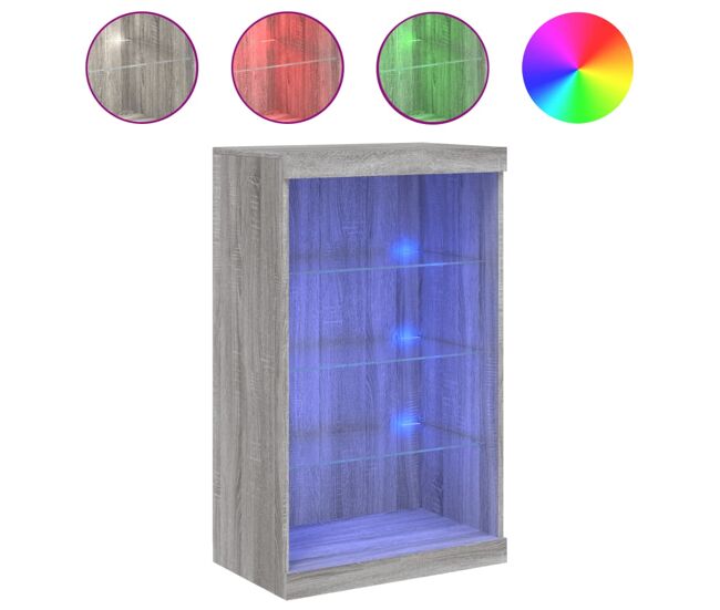 Vidaxl aparador con luces led gris sonoma 60,5x37x100 cm