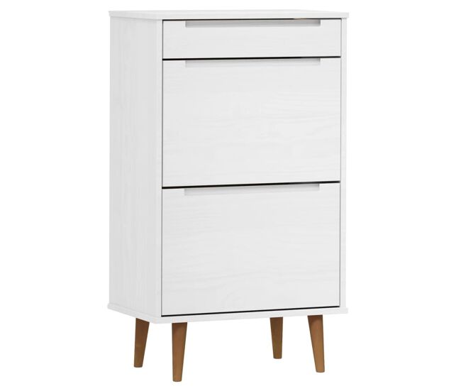 Vidaxl zapatero molde madera maciza de pino blanco 59,5x35x103 cm
