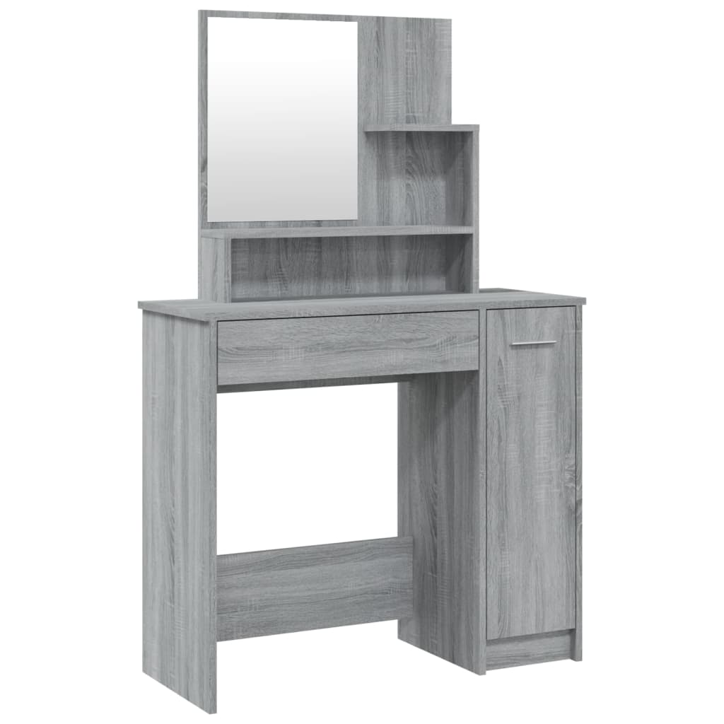 Vidaxl tocador con espejo color gris sonoma 86,5x35x136 cm