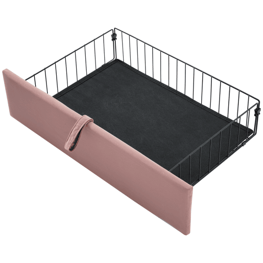 Cama juvenile,cama de solteiro de veludo 90x190cm com luz LED e 1 gaveta,rosa