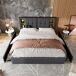 Cama de matrimonio de lino con 4 cajones Cama de matrimonio de lino con 4 cajones Gris