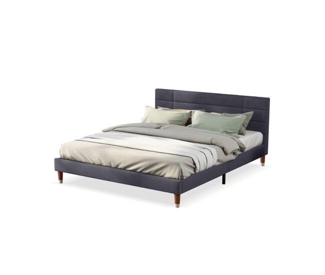 Cama de matrimonio de lino 140x200cm,gris