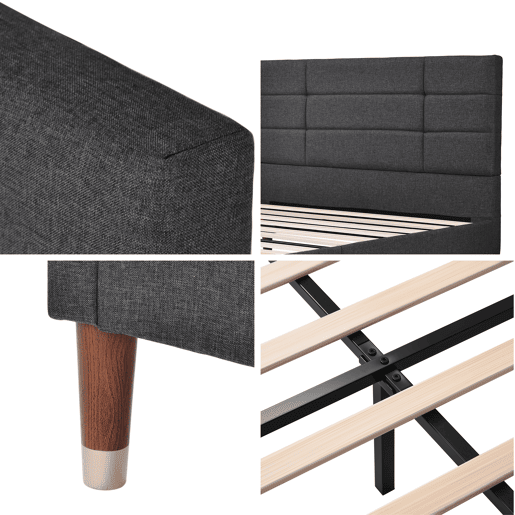 Cama de casal de linho 140x200cm,cinzento