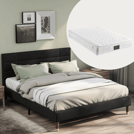 Cama de casal de linho 140x200cm,preto