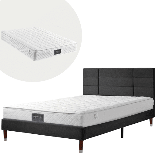 Cama de casal de linho 140x200cm,preto