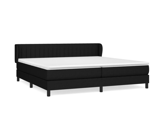 Cama box spring con colchón tela negro 200x200 cm rayas verticales