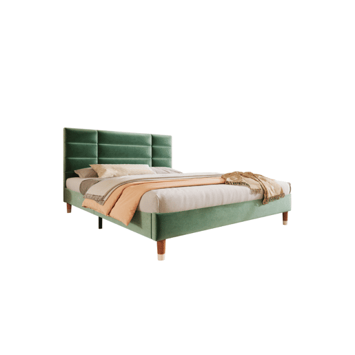 Cama de casal de veludo 140x200cm,verde