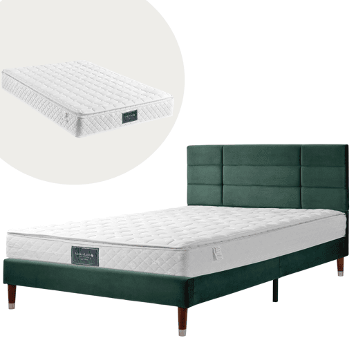Cama de casal de veludo 140x200cm,verde