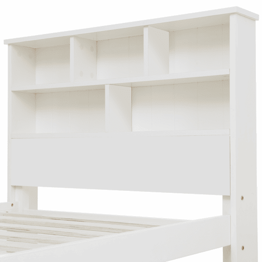 Cama juvenile,cama de solteiro de madeira maciça 90x200cm com 1 gaveta,branco