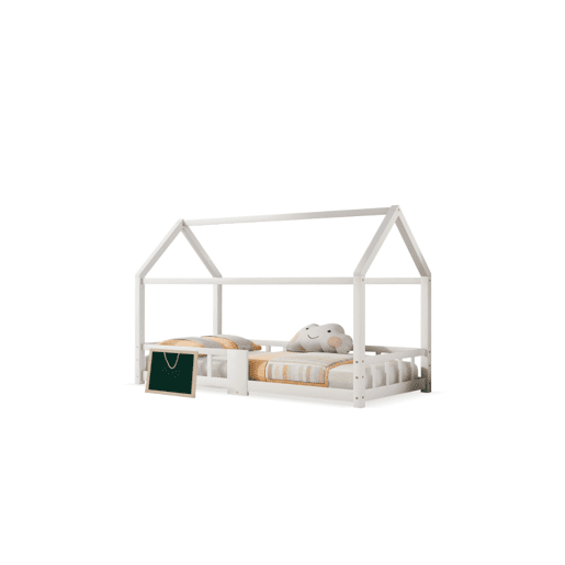 Cama de criança,cama-casa de madeira de pinho 90x200cm,branco