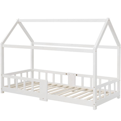 Cama de criança,cama-casa de madeira de pinho 90x200cm,branco