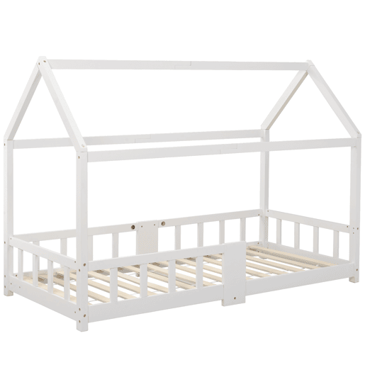 Cama de criança,cama-casa de madeira de pinho 90x200cm,branco