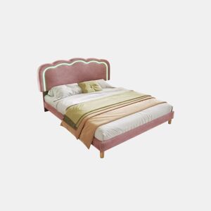 Cama juvenile,cama dupla de veludo 140x200cm com luz LED,rosa