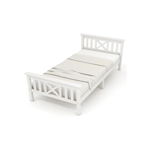 Cama juvenile,cama de solteiro de madeira de pinho 90x200cm,branco