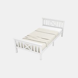 Cama juvenile,cama de solteiro de madeira de pinho 90x200cm,branco