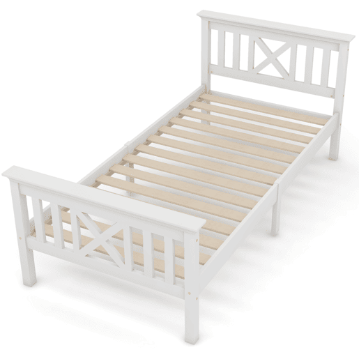 Cama juvenile,cama de solteiro de madeira de pinho 90x200cm,branco