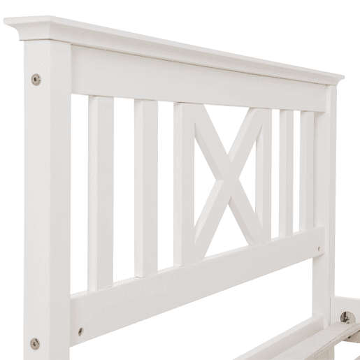 Cama juvenile,cama de solteiro de madeira de pinho 90x200cm,branco