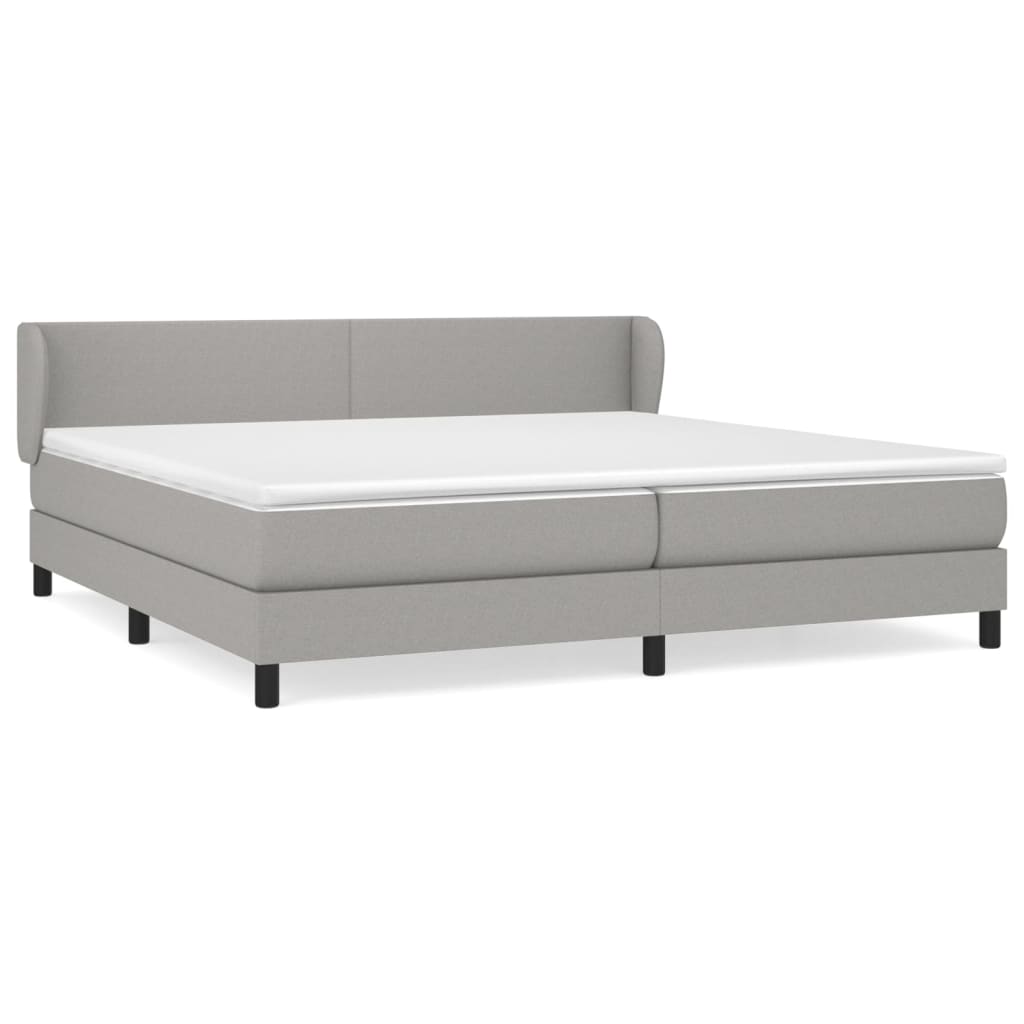 cama box spring con colchon tela gris claro 200x200 cm diseno plano
