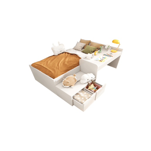 Cama juvenile,cama de solteiro de madeira maciça 90x200cm com 2 gavetas,branco