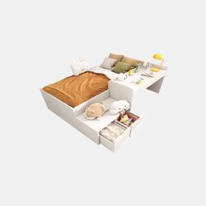 Cama juvenile,cama de solteiro de madeira maciça 90x200cm com 2 gavetas,branco