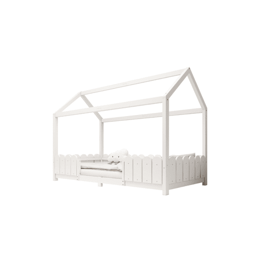 Cama de criança,cama-casa de madeira maciça 90x200cm,branco