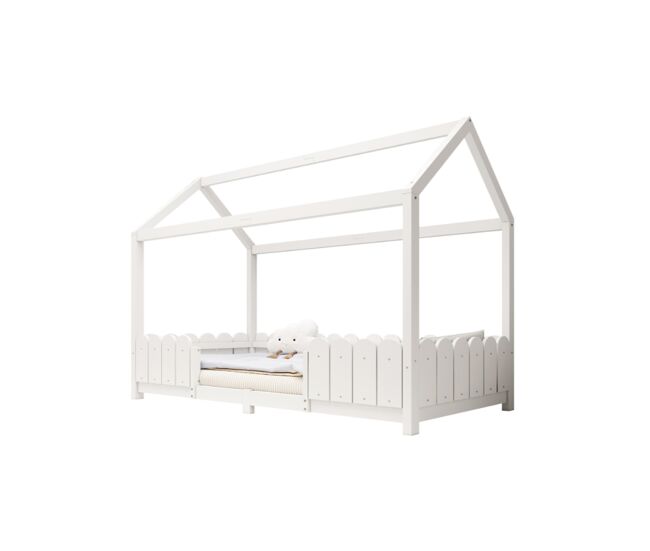 Cama cabaña infantil de madera maciza 96x206