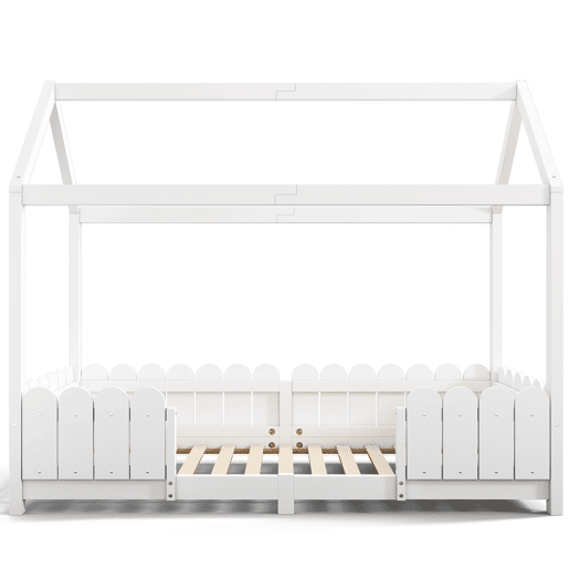 Cama de criança,cama-casa de madeira maciça 90x200cm,branco