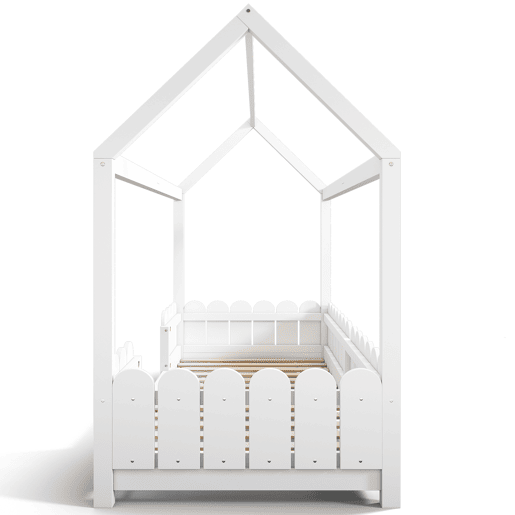 Cama de criança,cama-casa de madeira maciça 90x200cm,branco