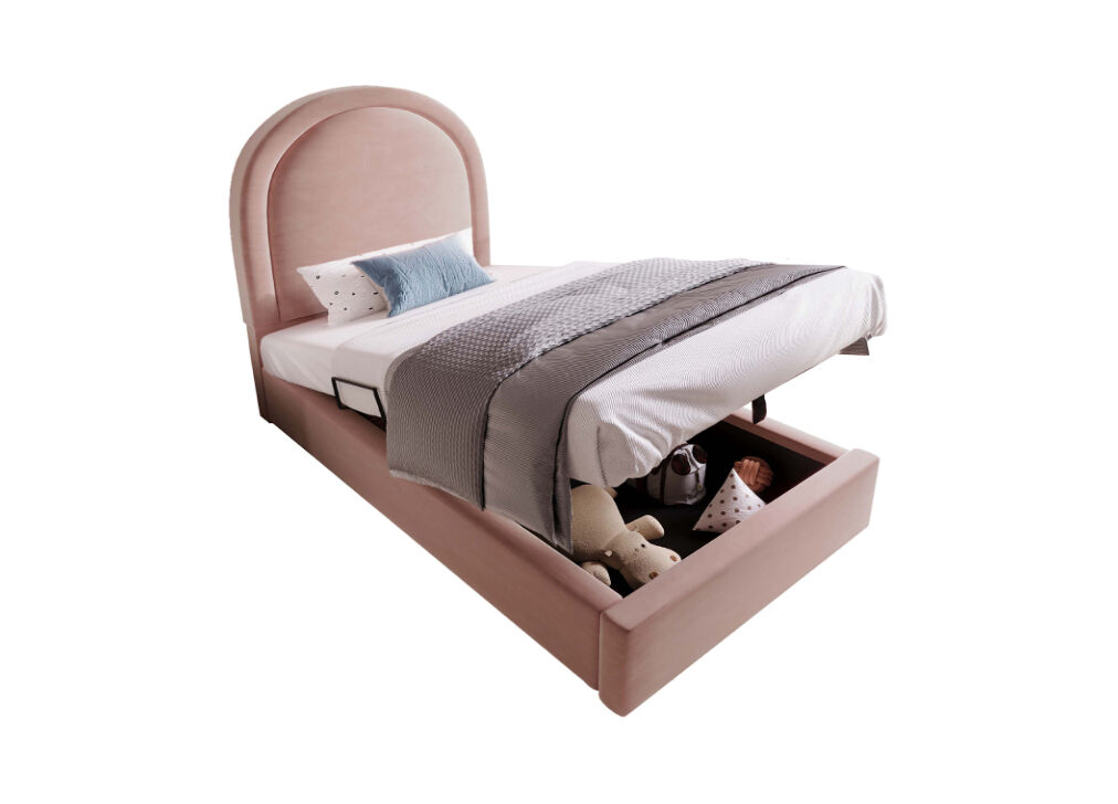 cama juvenil de terciopelo con almacenaje 91x196