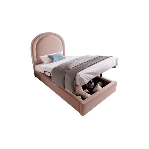 Cama juvenile,cama de solteiro de veludo 90x190cm com armazenamento,rosa