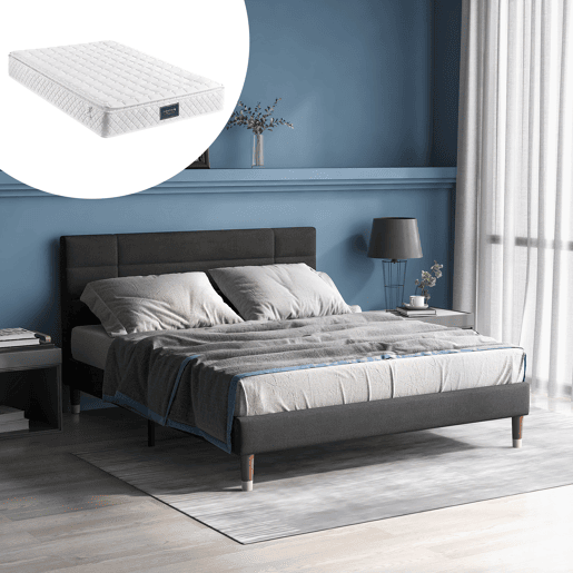 Cama de casal de linho 140x200cm,cinzento