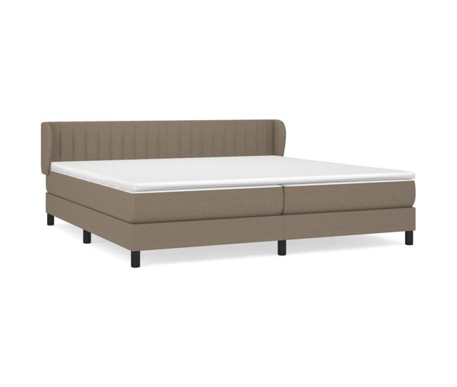 Cama box spring con colchón tela gris taupe 200x200 cm rayas verticales