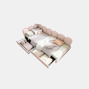 Cama juvenile,cama de solteiro de veludo 90x190cm com 2 gavetas,rosa