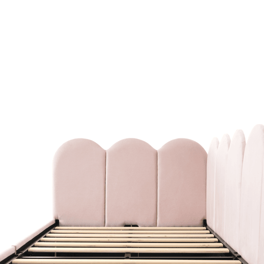 Cama juvenile,cama de solteiro de veludo 90x190cm com 2 gavetas,rosa