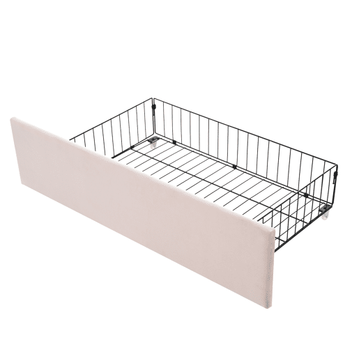 Cama juvenile,cama de solteiro de veludo 90x190cm com 2 gavetas,rosa