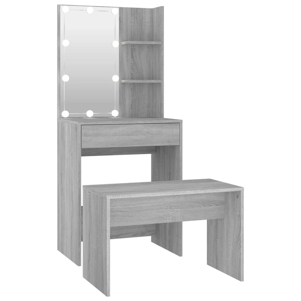 Juego De Tocador Con Led 60 Roble/ Gris