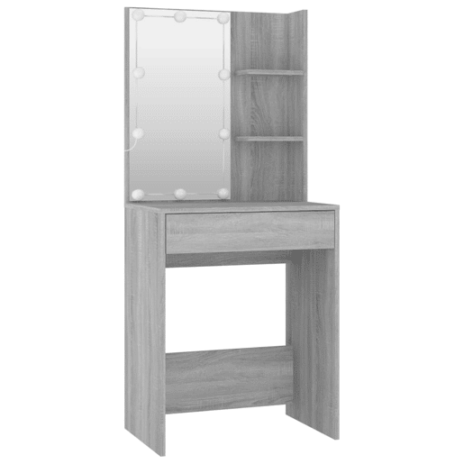 vidaXL Conjunto toucador c LEDs madeira processada sonoma cinza