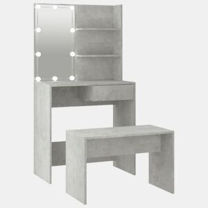vidaXL Conjunto toucador c LEDs madeira processada cinza cimento