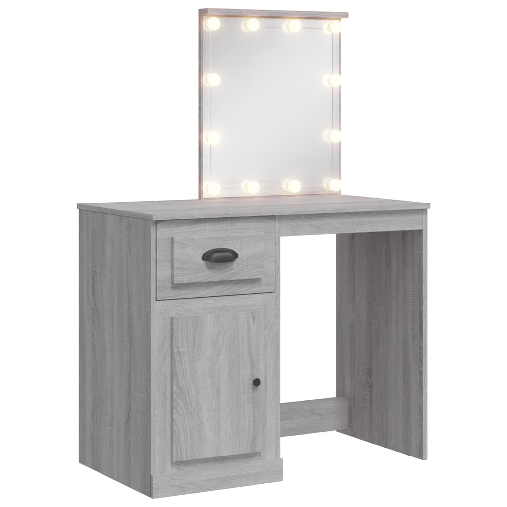 Vidaxl tocador con luces led gris sonoma 90x42x132,5 cm