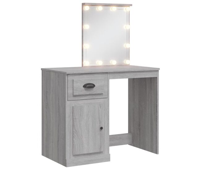 Vidaxl tocador con luces led gris sonoma 90x42x132,5 cm