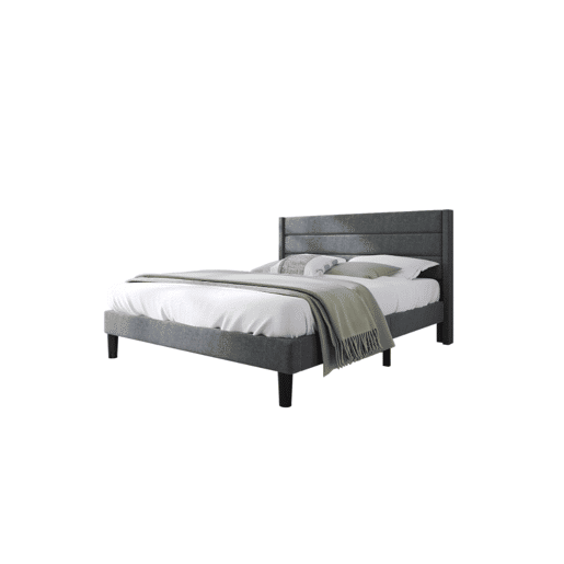 Cama de casal de linho 140x200cm,cinzento