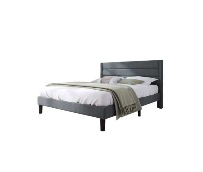 Cama de matrimonio de lino 140x200cm,gris