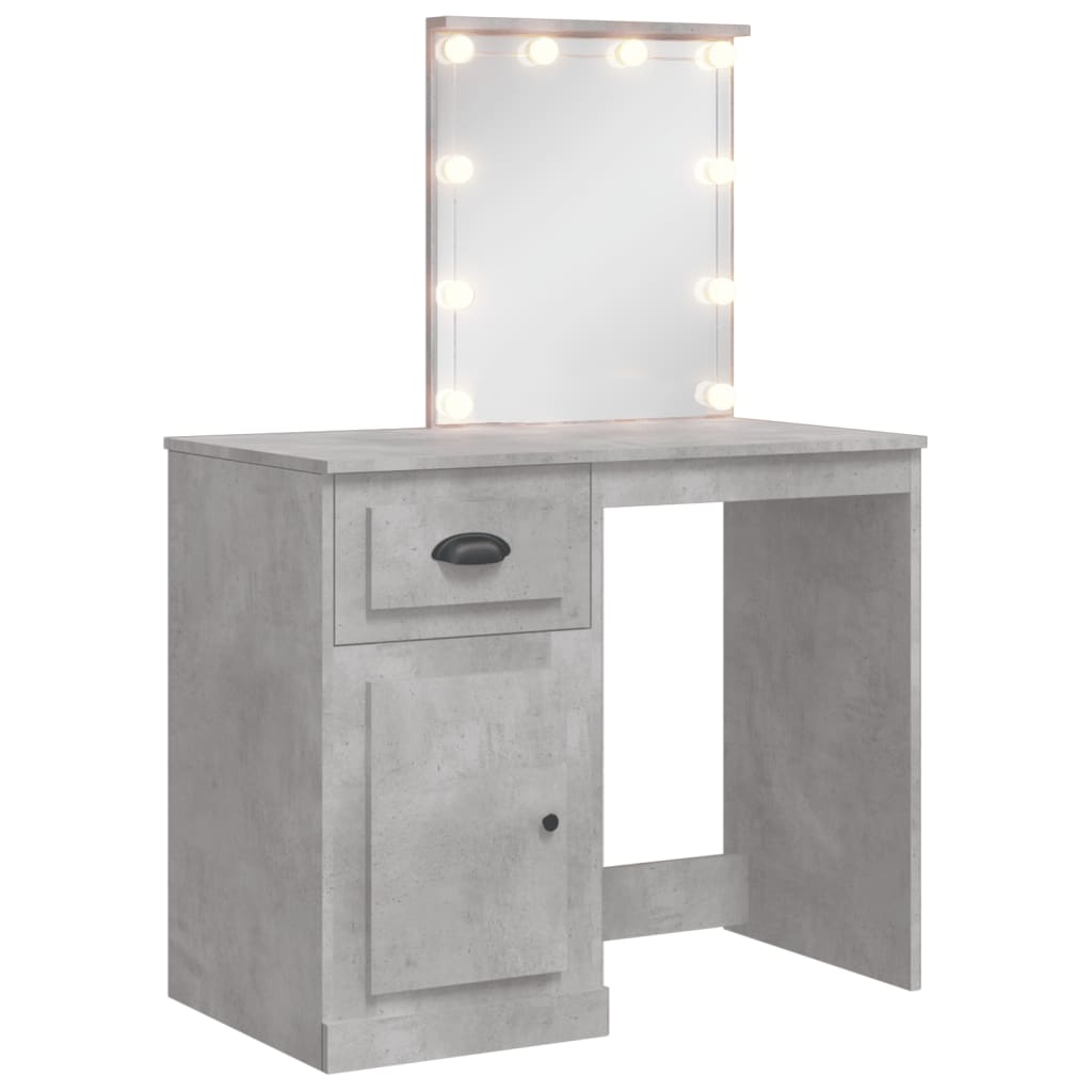 Vidaxl tocador con luces led gris hormigón 90x42x132,5 cm