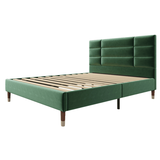 Cama de casal de veludo 140x200cm,verde