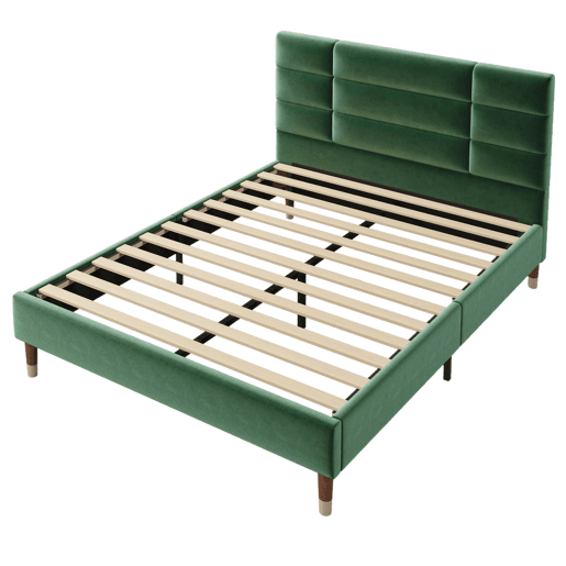 Cama de casal de veludo 140x200cm,verde