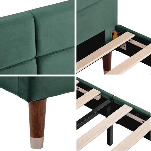Cama de casal de veludo 140x200cm,verde