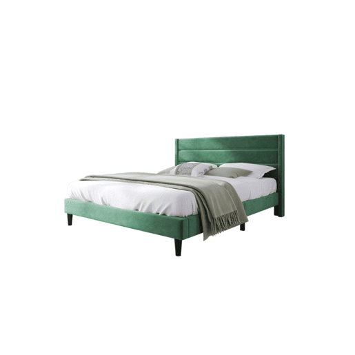 Cama de casal de veludo 140x200cm,verde